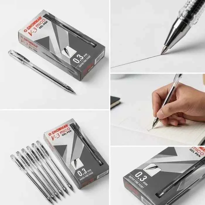Snowman Gel Pen Super Fine 0.3MM V3 Mico Hitam Pulpen Ballpoint